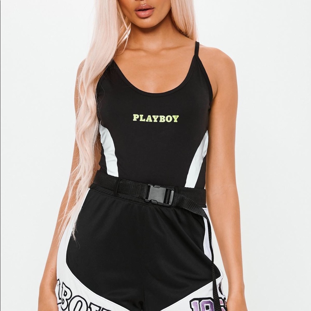 playboy x missguided black super high bodysuit